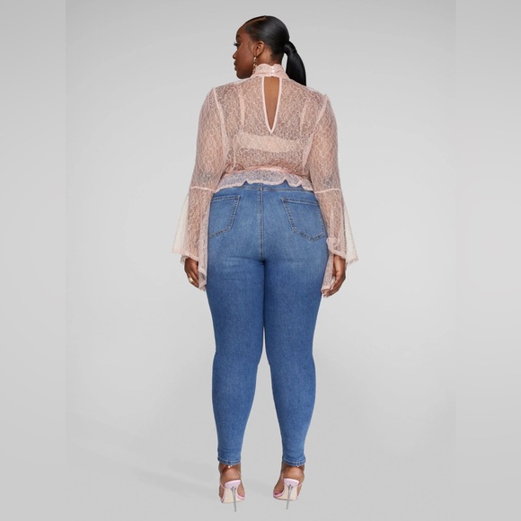 Blouse - Nicola Bell Sleeve Lace Top, Cream (lite pink), 2X (18-20) - Picture 3 of 3